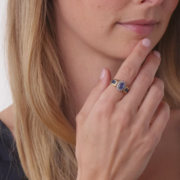 Vintage sapphire diamond 14k yellow gold ring Rings Jack Weir & Sons