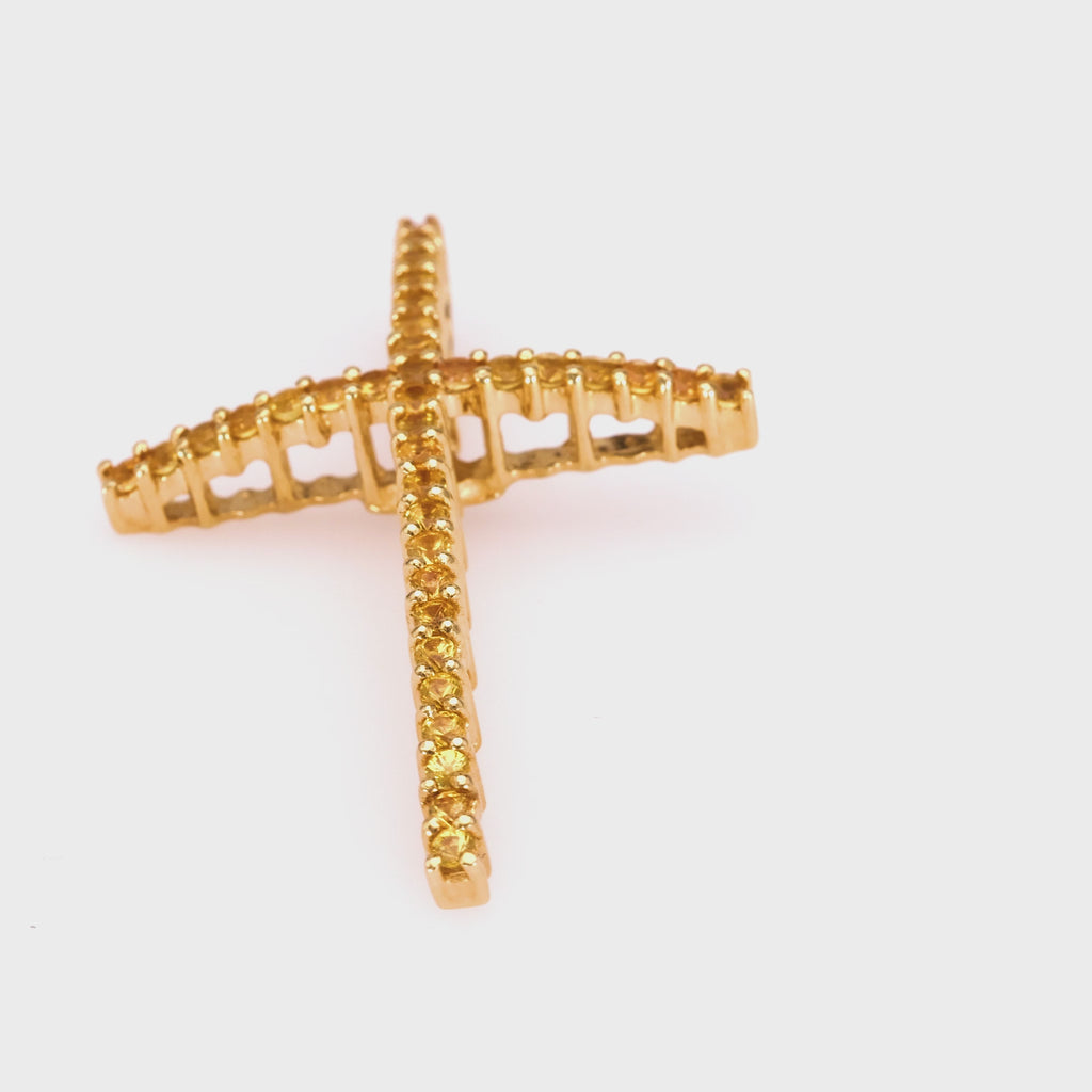 Levian Yellow Sapphire Gold Cross Pendant
