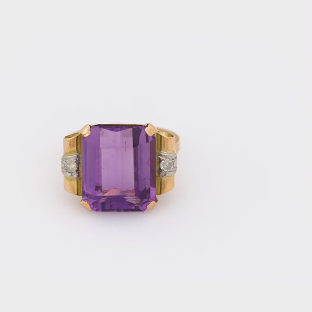 Retro 8.95 carat amethyst 18k rose gold cocktail ring Jack Weir & Sons