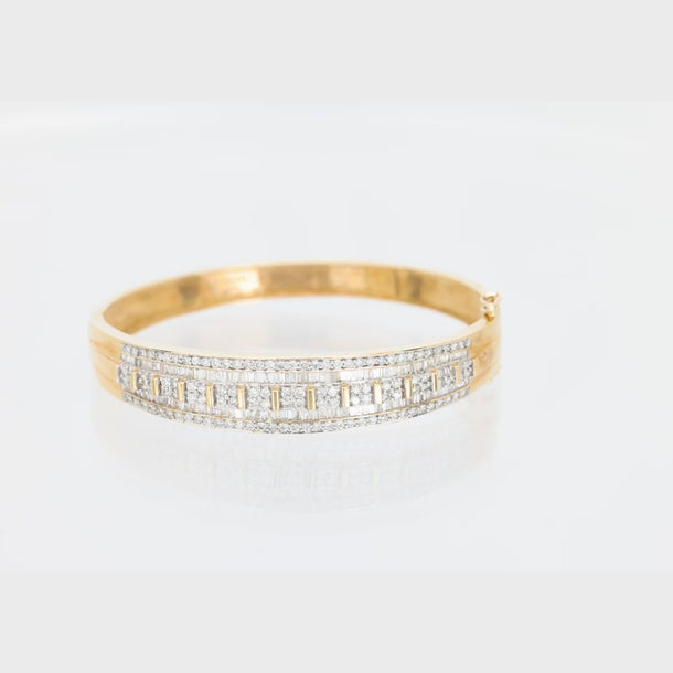 Vintage 4.75 carat diamond 14k yellow gold bangle Jack Weir & Sons
