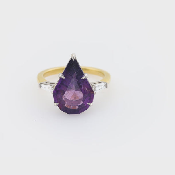 GIA 5.27 carat no heat sapphire diamond 18k yellow gold ring Ring Jack Weir & Sons