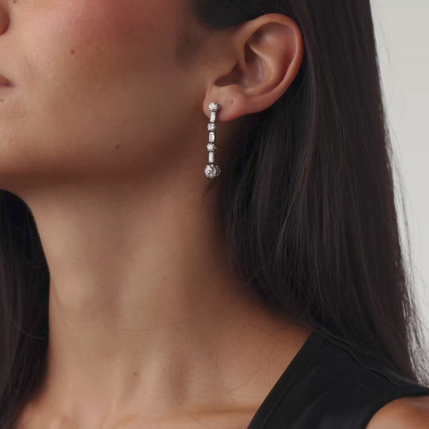 Mid-Century 4.2 Carat Total Weight Diamond Platinum Drop Earrings Earrings Jack Weir & Sons