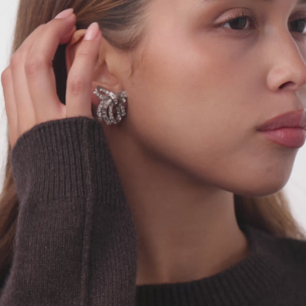 Mid Century 3.50 carat diamond platinum earrings
