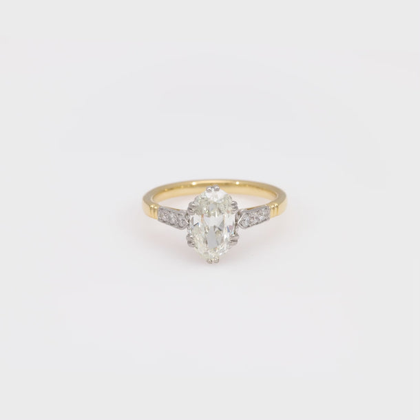 Edwardian style GIA 1.80 carat old mine diamond 18k yellow gold engagement ring Jack Weir & Sons