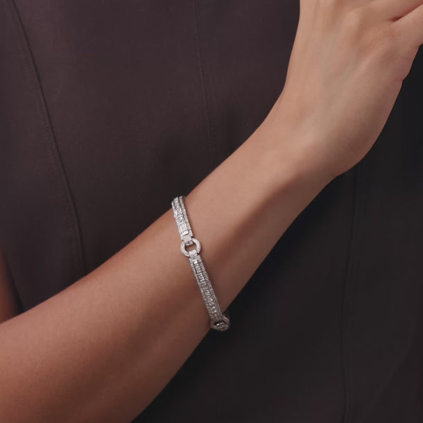 Art Deco 4.00 carat diamond 18k white gold bracelet
