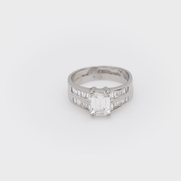 GIA 1.27 carat emerald cut diamond platinum engagement ring Jack Weir & Sons