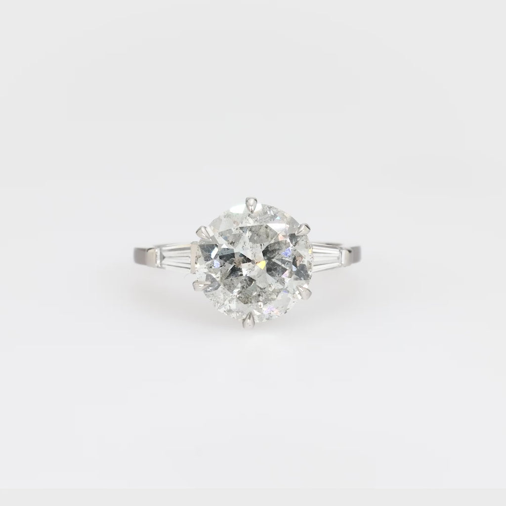 French GIA 3.56 carat round brilliant diamond 18k white gold engagement ring Jack Weir & Sons