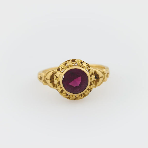 Victorian French garnet 18k yellow gold ring Jack Weir & Sons