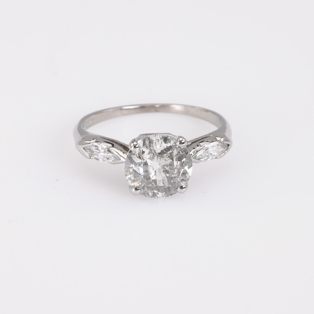 Mid Century GIA 1.76 Carat Old European Cut Diamond Platinum Engagement Ring