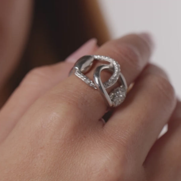 Gucci diamond 18k white gold Horsebit ring Rings Gucci