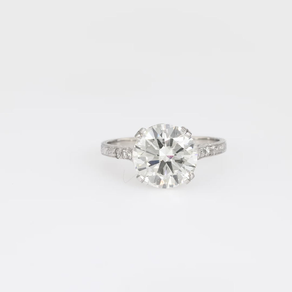 Art Deco GIA 2.66 carat transitional cut diamond platinum engagement ring Jack Weir & Sons