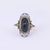 Belle Époque 5.3 Carat Cabochon Sapphire Diamond 18K Yellow Gold Navette Ring