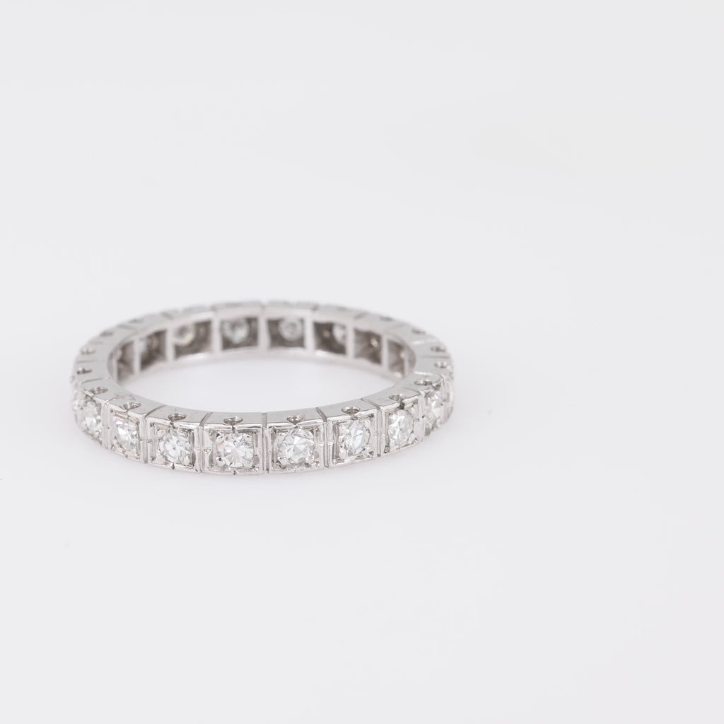 Art Deco French Diamond Platinum Eternity Band