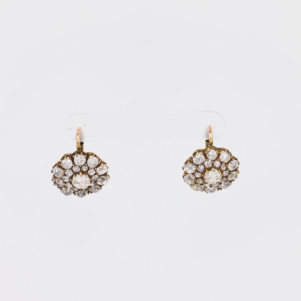 Antique Inspired 6.06 Carat Old Mine Diamond 18K Yellow Gold Earrings Earrings Jack Weir & Sons