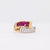 Vintage Ruby Diamond 18K White and Yellow Gold Bypass Ring