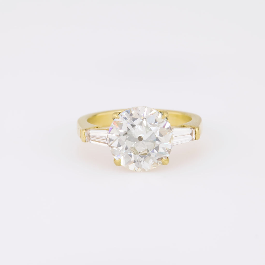 Vintage GIA 2.89 Carat Circular Brilliant Cut Diamond 18K Yellow Gold Ring Jack Weir & Sons