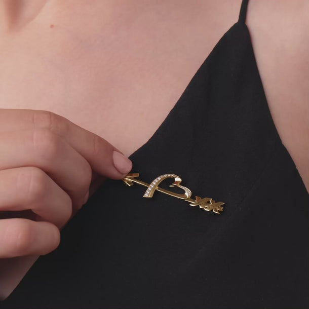 Tiffany & Co. Paloma Picasso diamond 18k yellow gold heart arrow brooch