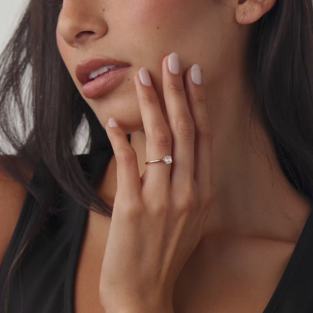 Victorian GIA diamond 10k rose gold solitaire ring