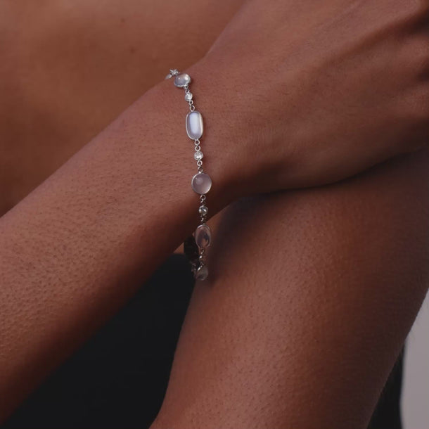 Edwardian moonstone diamond platinum bracelet