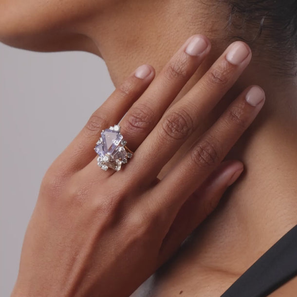 Oscar Heyman GIA Ceylon no heat sapphire diamond 18k gold cocktail ring Rings Oscar Heyman