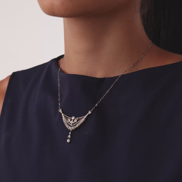 Edwardian diamond 18k yellow gold and platinum necklace Necklaces Jack Weir & Sons