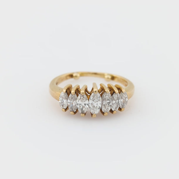 Vintage marquise diamond 14k yellow gold 7 stone band Jack Weir & Sons