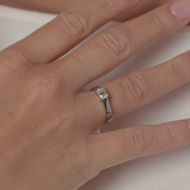 Vintage GIA 0.80 east west old mine cut diamond platinum engagement ring Rings Jack Weir & Sons