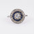 Art Deco Diamond Sapphire 14K White Gold Halo Ring