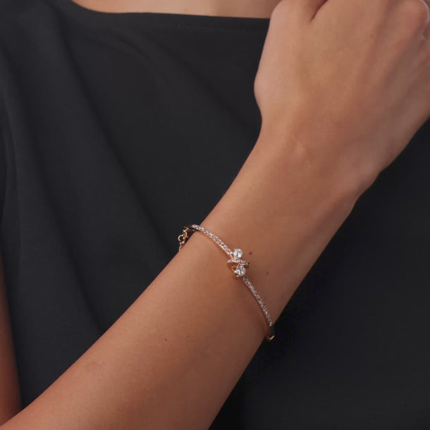 Victorian old European cut diamond 14k rose gold Toi et Moi bangle