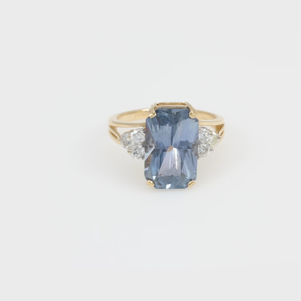 GIA 6.83 carat Ceylon sapphire diamond 14k yellow gold ring Jack Weir & Sons