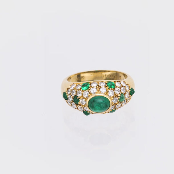 Cartier vintage emerald diamond 18k yellow gold ring Cartier