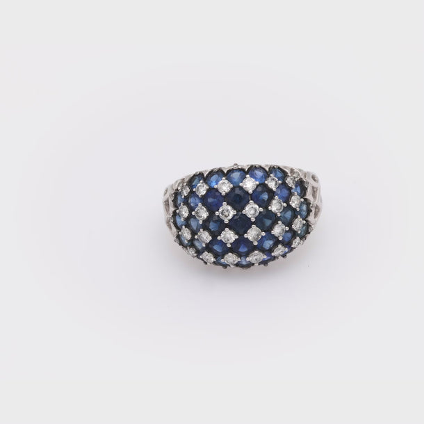 Vintage 3 carat sapphire diamond 14k white gold ring Jack Weir & Sons