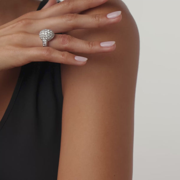 Vintage 5.04 carat diamond platinum bombe ring