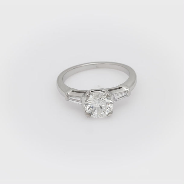 Mid Century GIA 1.15 carat diamond platinum engagement ring Jack Weir & Sons