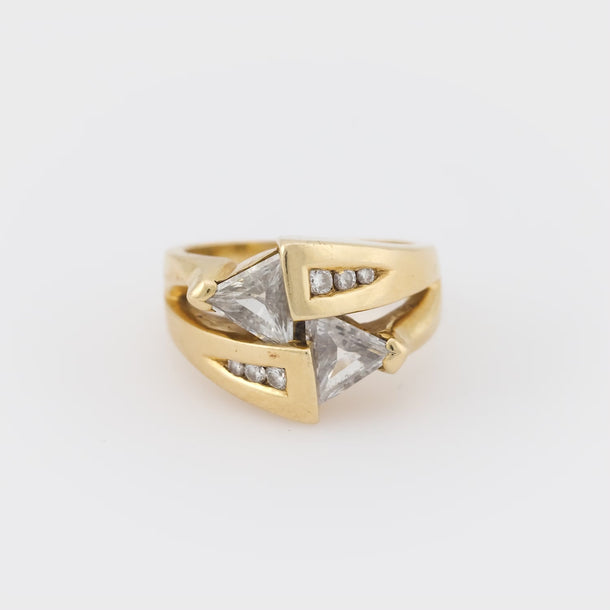 Vintage diamond 14k yellow gold cocktail ring Jack Weir & Sons