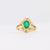 Vintage French Emerald Diamond 18K Yellow Gold Cluster Ring