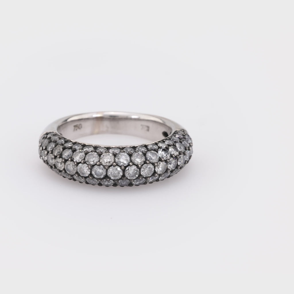 Contemporary 2.50 carat total weight diamond 18k white gold pave ring