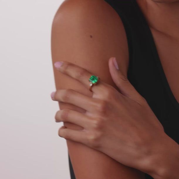 Vintage AGL 3.88 carat Colombia no heat emerald diamond 18k yellow gold ring Ring Jack Weir & Sons
