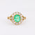 Victorian GIA 1 Carat Emerald Diamond 18K Yellow Gold Cluster Ring