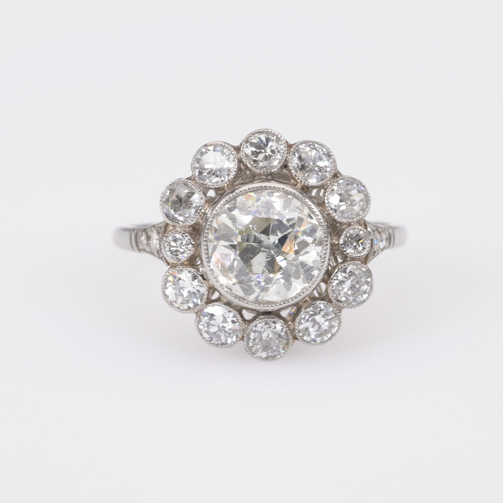 Art Deco Inspired Diamond Platinum Cluster Ring Rings Jack Weir & Sons