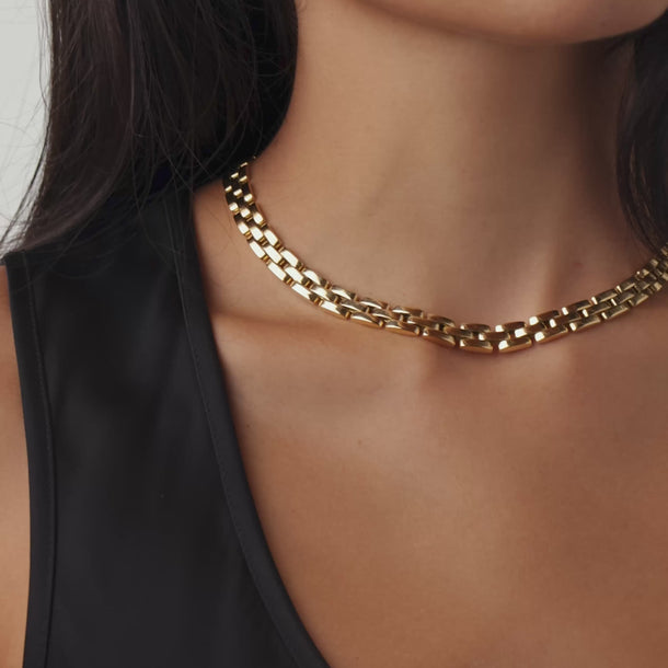 Cartier French Maillon Panthere 18k yellow gold three row necklace