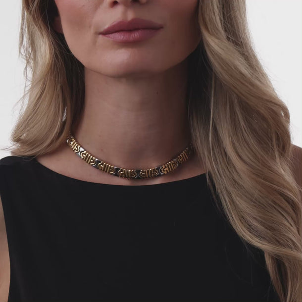 Bvlgari 18k yellow gold and steel Parentesi choker necklace