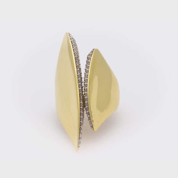 French vintage diamond 18k yellow gold cocktail ring Jack Weir & Sons