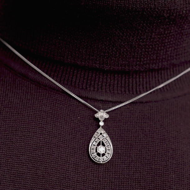 Edwardian diamond 18k yellow gold and platinum necklace Necklaces Jack Weir & Sons