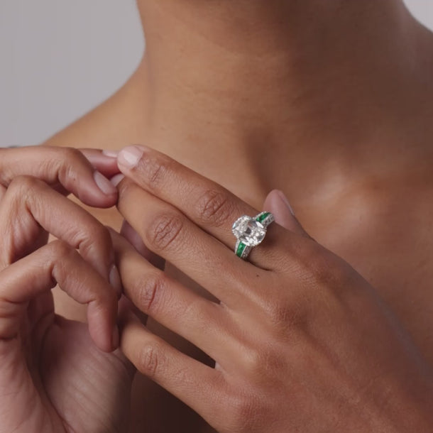 Vintage GIA 5.02 carat old mine cut diamond emerald platinum engagement ring Rings Jack Weir & Sons
