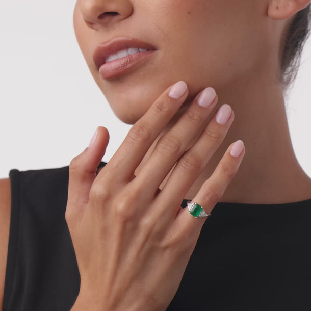 Vintage GIA 1.50 carat Colombian emerald diamond 14k yellow gold platinum ring