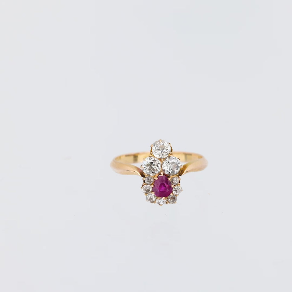 Victorian ruby diamond 18k yellow gold ring Jack Weir & Sons