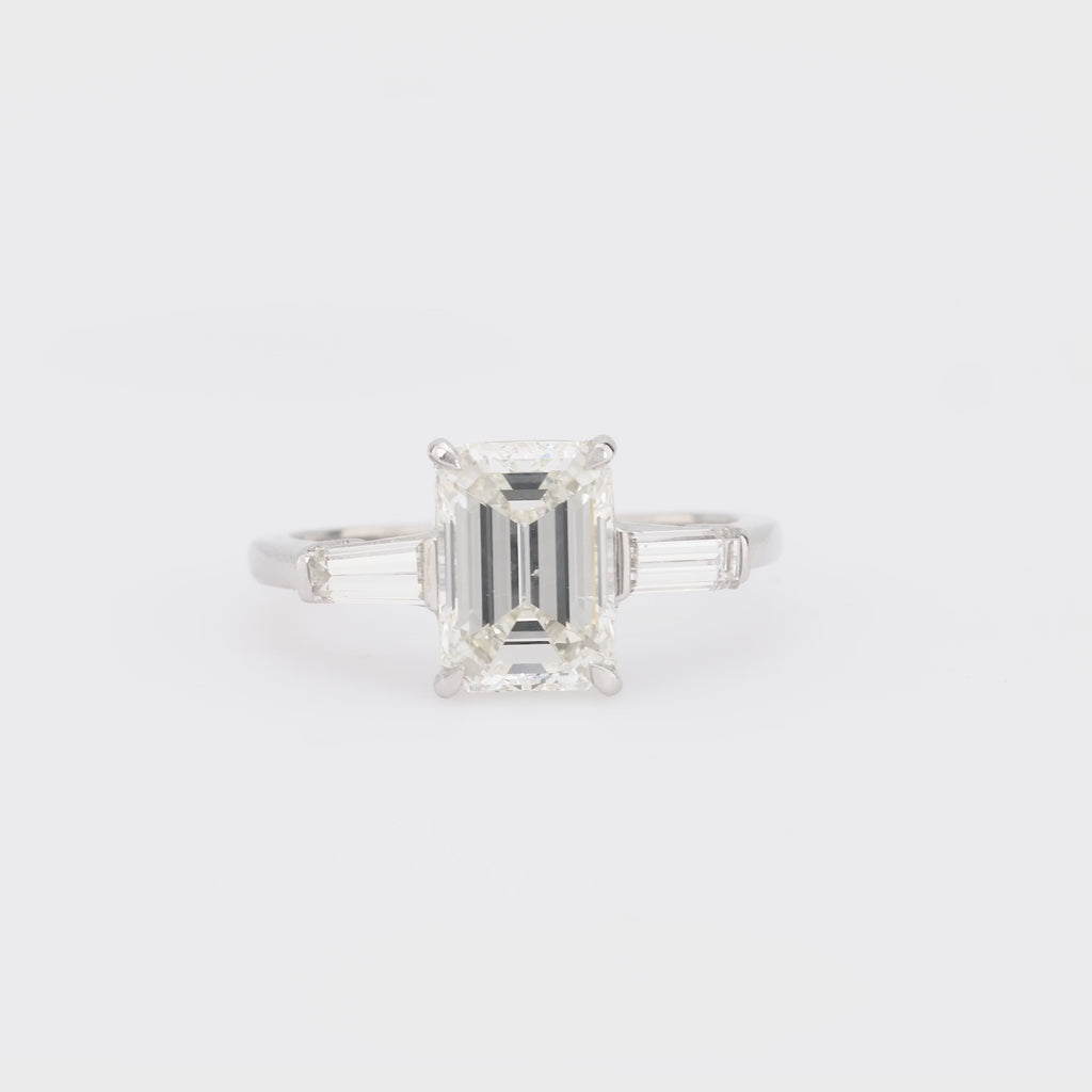 GIA 2.01 carat emerald cut diamond platinum engagement ring