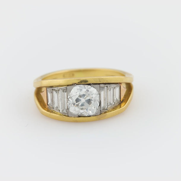 Vintage GIA 1.73 carat old mine cut diamond 18k gold ring Jack Weir & Sons