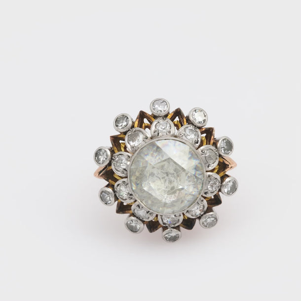 Victorian 2.80 carat rose cut diamond 18k rose gold cluster ring Jack Weir & Sons